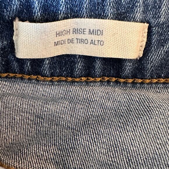 Universal Thread Medium Wash Distressed High-Rise Midi Denim Shorts US Women's 2 - Picture 3 of 6